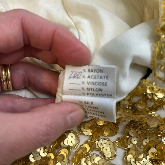 Neiman Marcus Liancarlo VTG sequin silk blend  short sleeve long gown size 6 - Picture 11 of 16